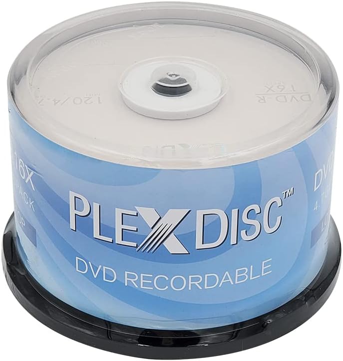 PlexDisc DVD-R 4.7GB 16x Logo Branded Recordable Media Disc - 50 Disc Spindle (FFP) 632-814-BX - Image 1